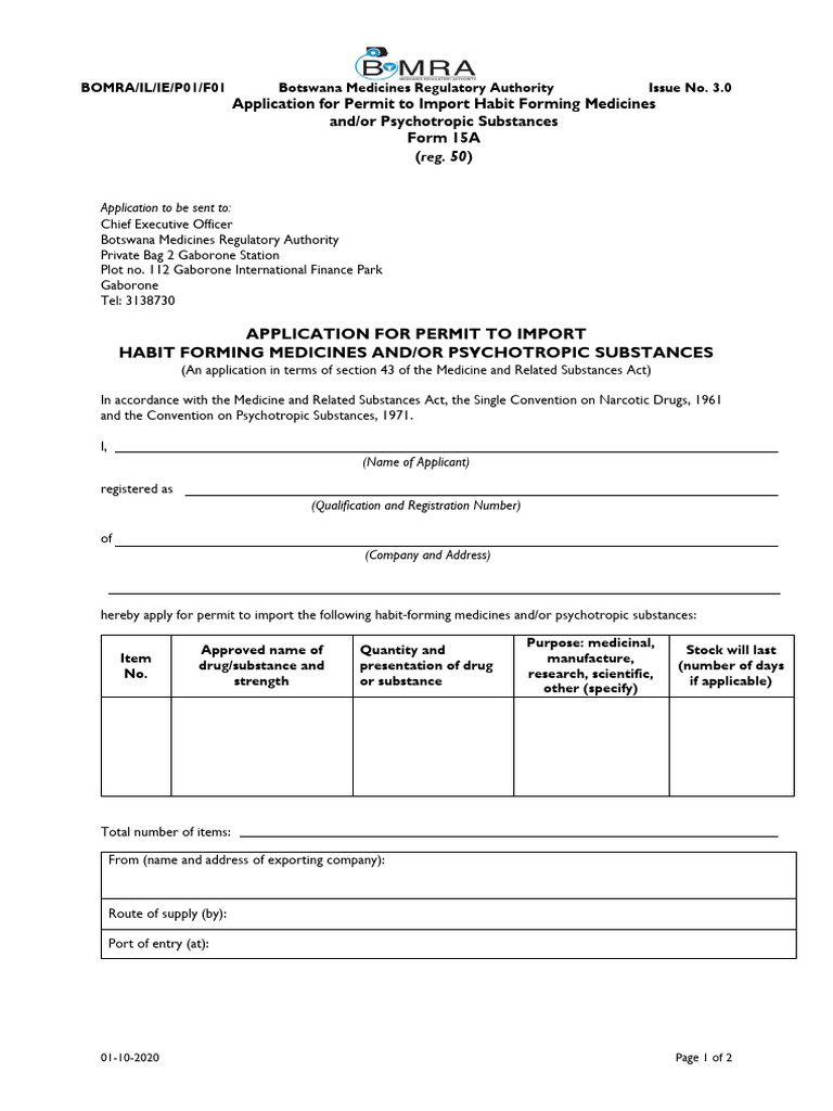 Import Permit Application for Medicines | PDF | Social Aspects Of ...
