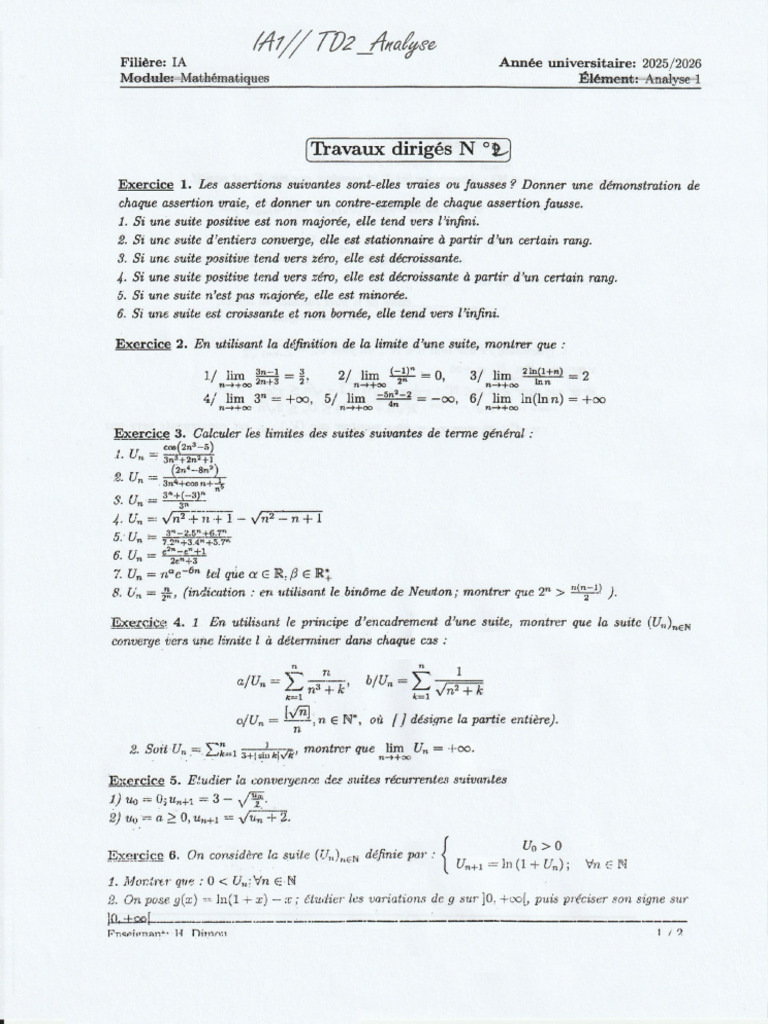 Analyse TD2 | PDF
