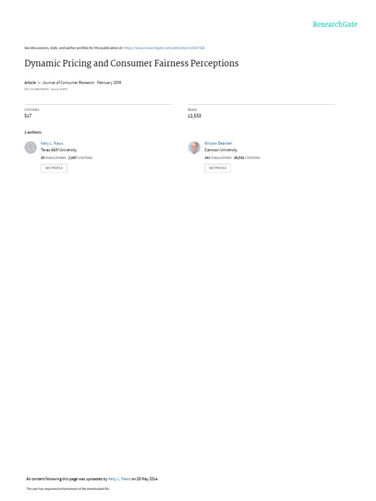 Dynamic Pricing and Consumer Fairness Perceptions | PDF | Pricing | Prices