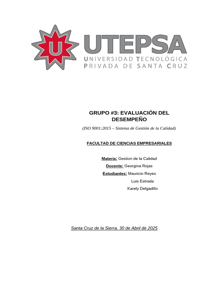 Evaluación del Desempeño en ISO 9001:2015 | PDF | Sistema de manejo de ...