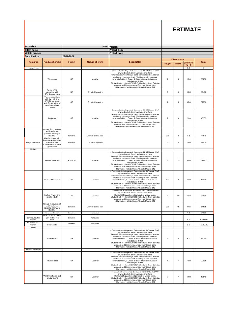24-25 Estimate Sheets - Estimate - 24029 | PDF | Building Materials