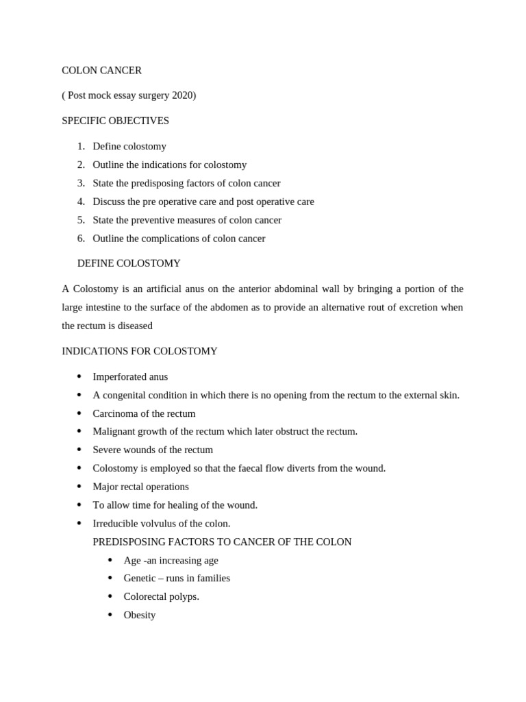 Colostomy and Colon Cancer Care Guide | PDF | Colorectal Cancer | Cancer