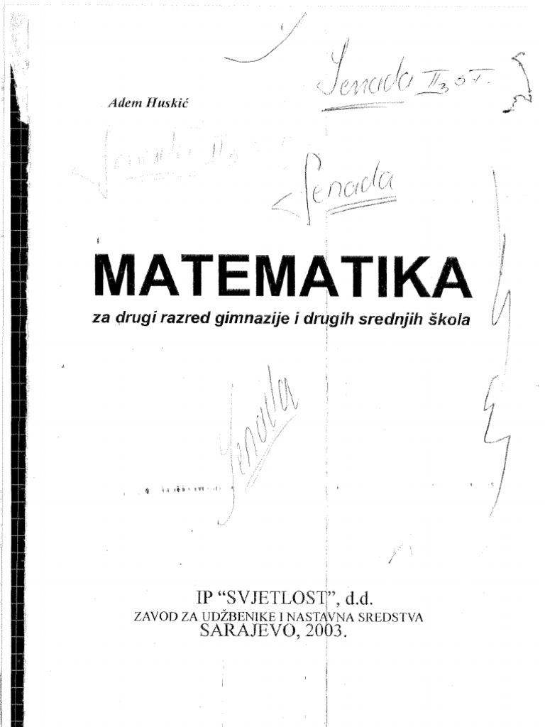 Moe Zbirka Zadataka Iz Matematike 2.razred Srednje Skole | PDF