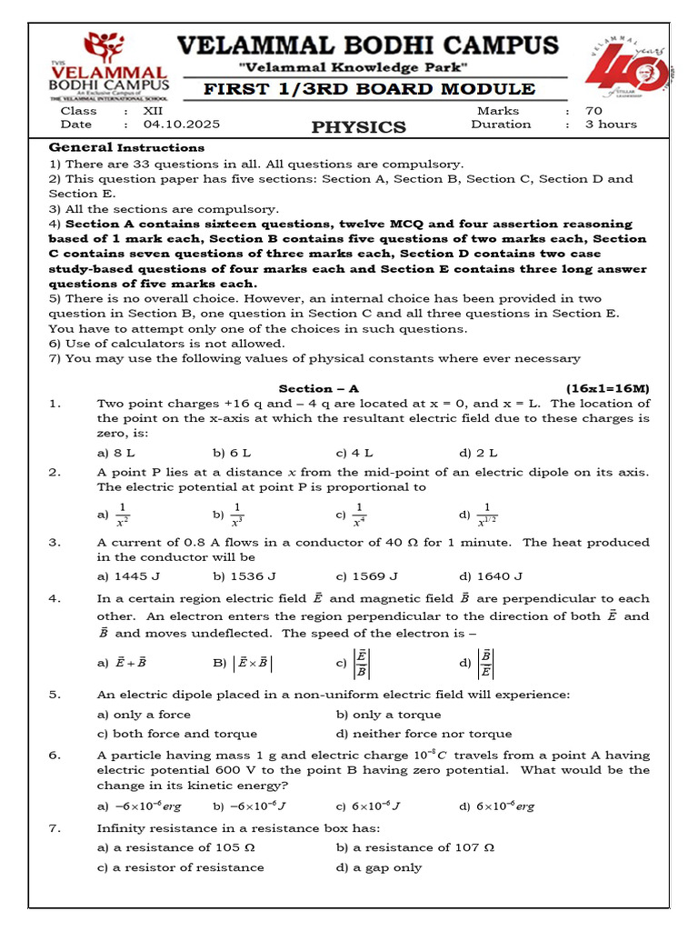 Physics Exam Question Paper Guide | PDF | Magnetic Field | Capacitor