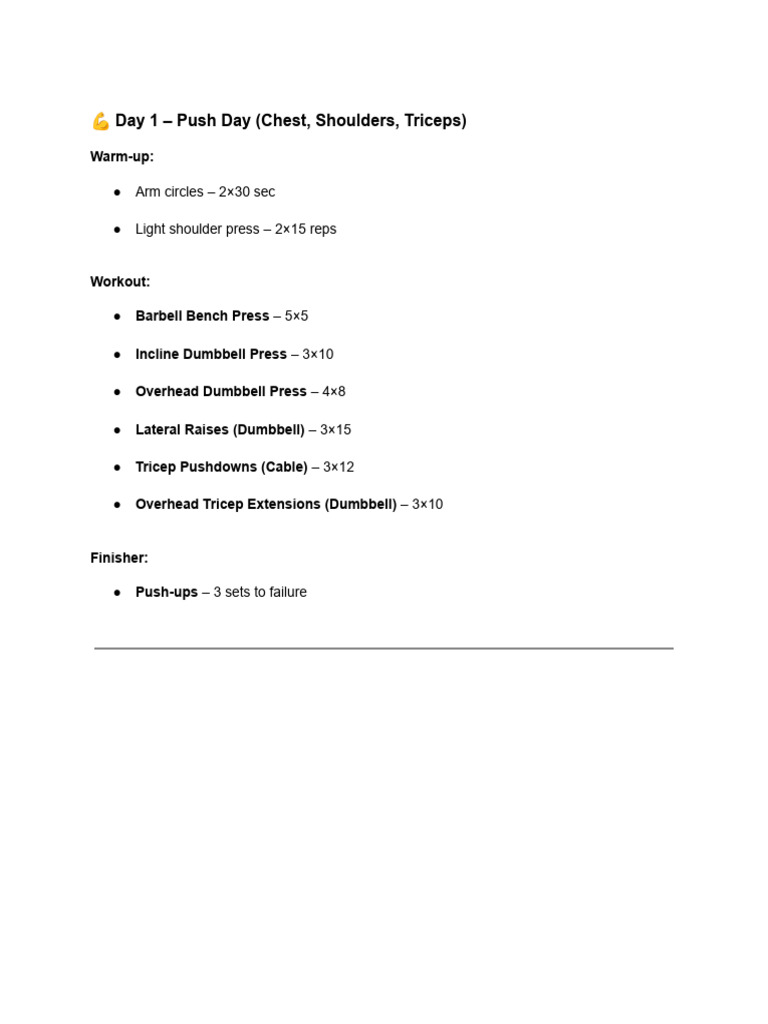 3-Day Workout Plan: Push, Pull, Full Body | PDF