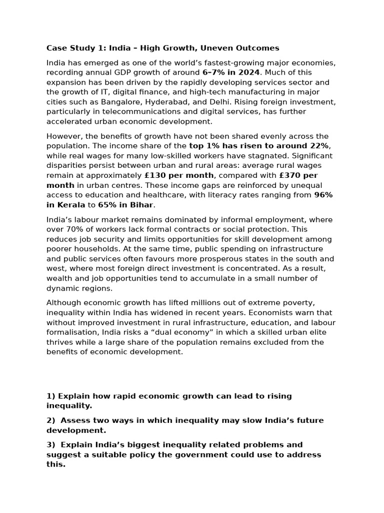 India’s Economic Growth and Inequality Issues | PDF | Economic ...