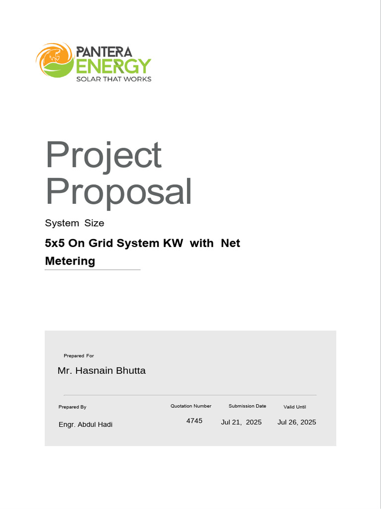 5kW Solar Energy Proposal by Pantera | PDF | Power Inverter | Photovoltaics
