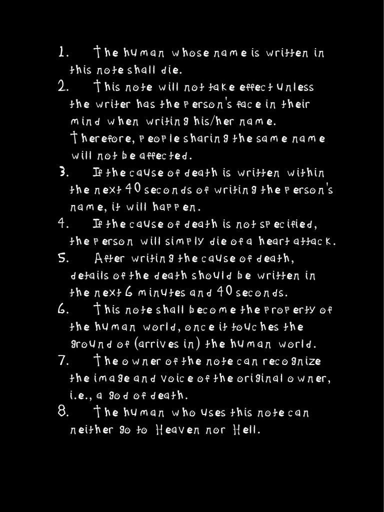 Rules of the Death Note Explained | PDF | Life Expectancy