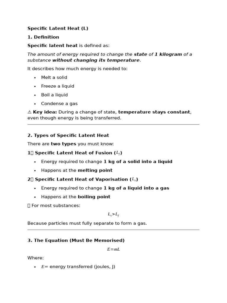Understanding Specific Latent Heat Concepts | PDF | Latent Heat | Heat