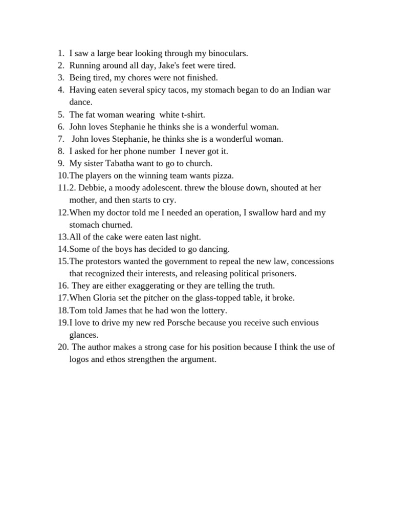 Common Sentence Errors | PDF