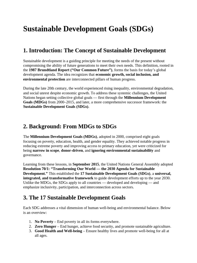 Overview of Sustainable Development Goals | PDF | Sustainability ...