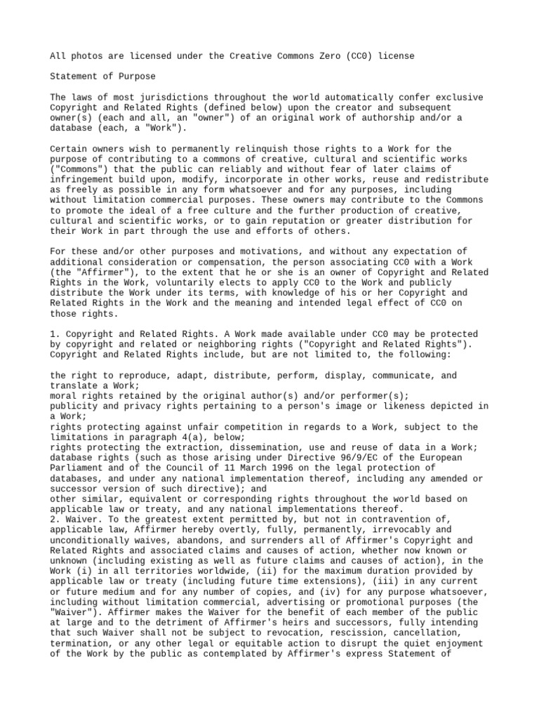 Understanding CC0 License and Rights | PDF | Creative Commons License ...