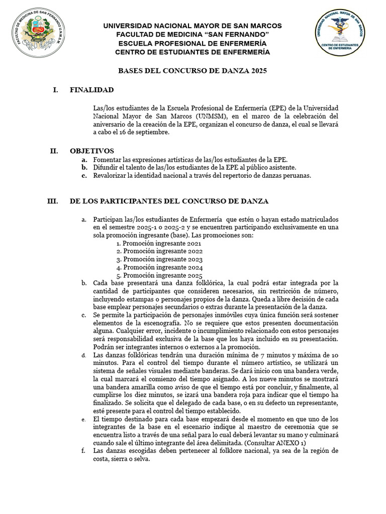 Bases Del Concurso de Danza 2025 | PDF | Ritmo | Bailes