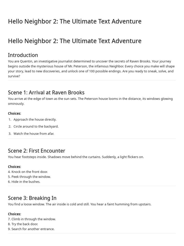 Hello Neighbor 2 - The Ultimate Text Adventure-2025121811513249 | PDF