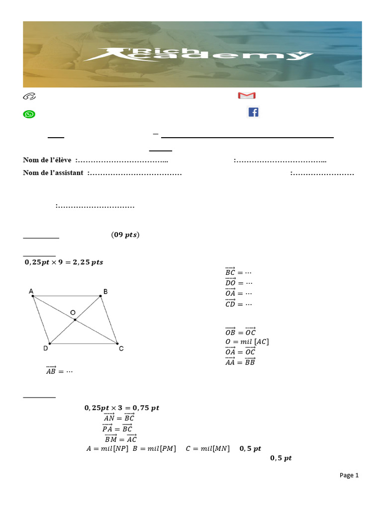 Test de maths : vecteurs et volumes | PDF | Fusée | Formes géométriques