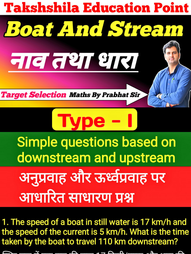 Boat and Stream Math Problems Guide | PDF | Speed | Velocity