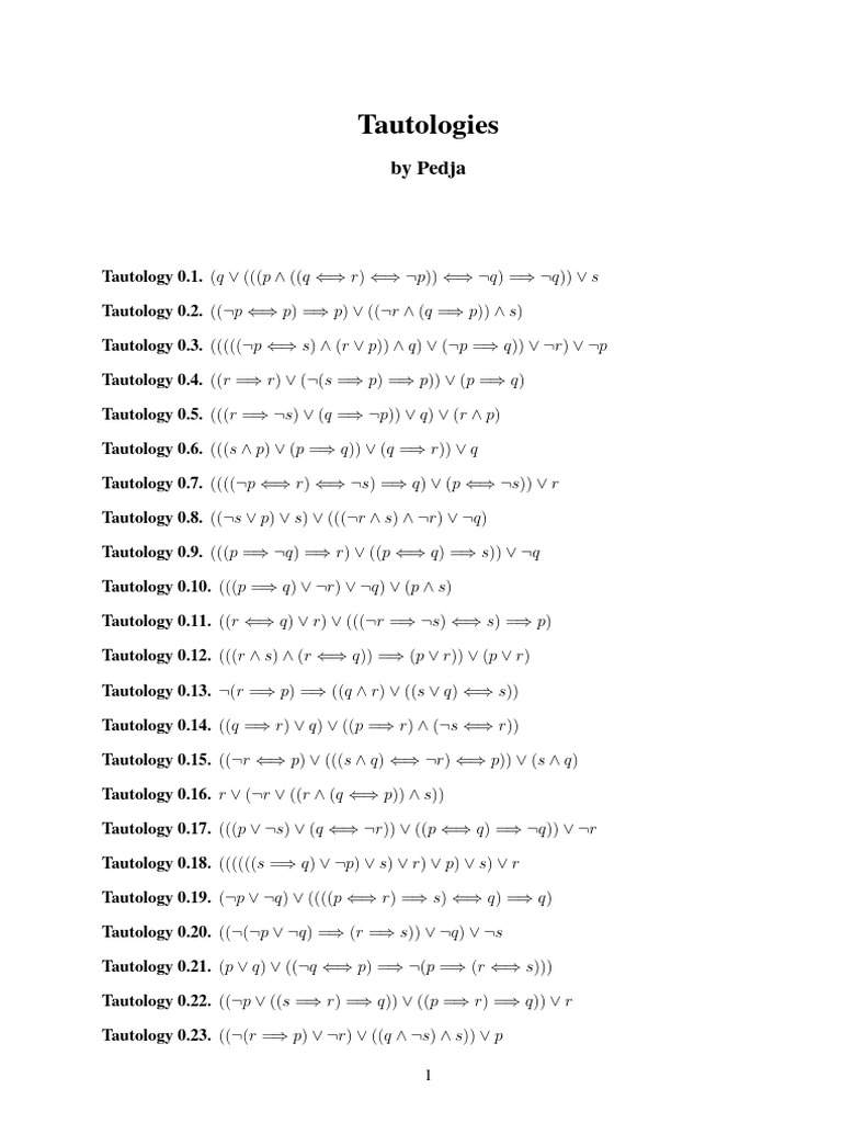 List of Logical Tautologies | PDF