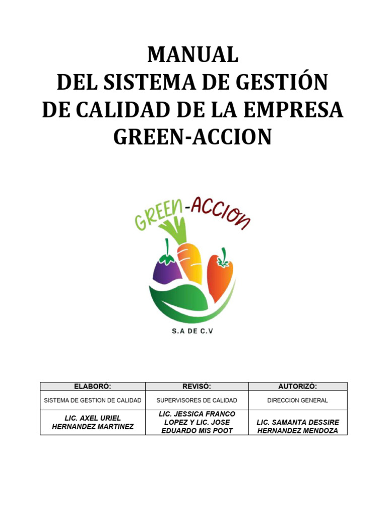Manual DE SGC de Green-Accion | PDF | Sistema de manejo de calidad ...
