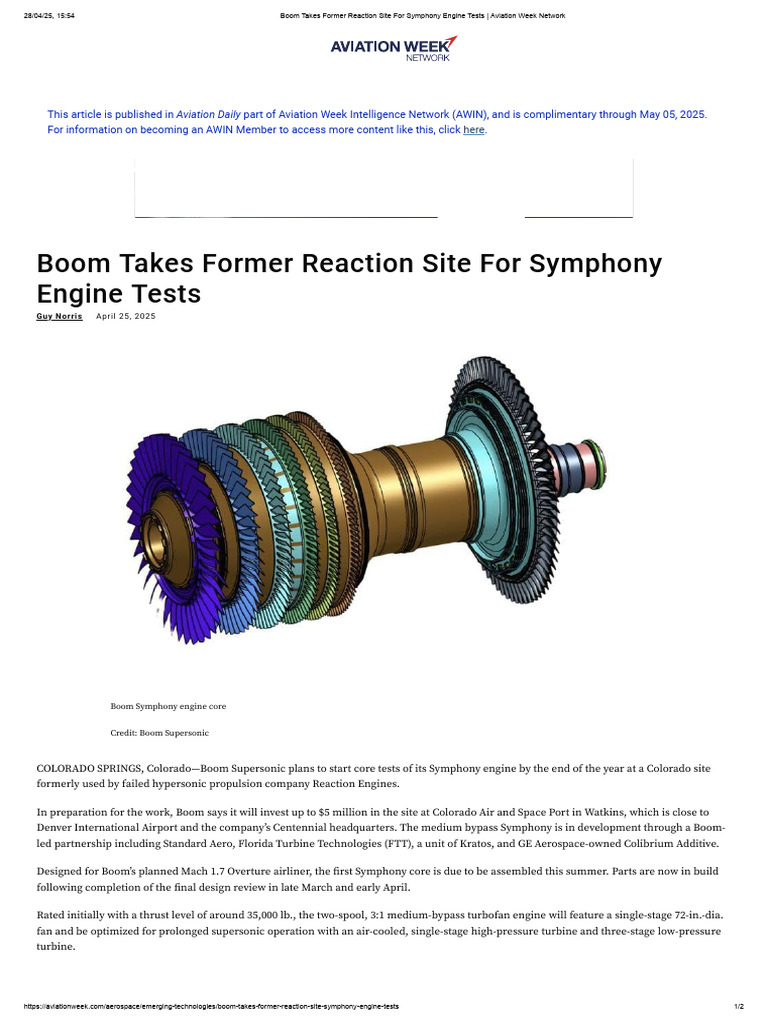 Boom Takes Former Reaction Site For Symphony Engine Tests _ Aviation ...