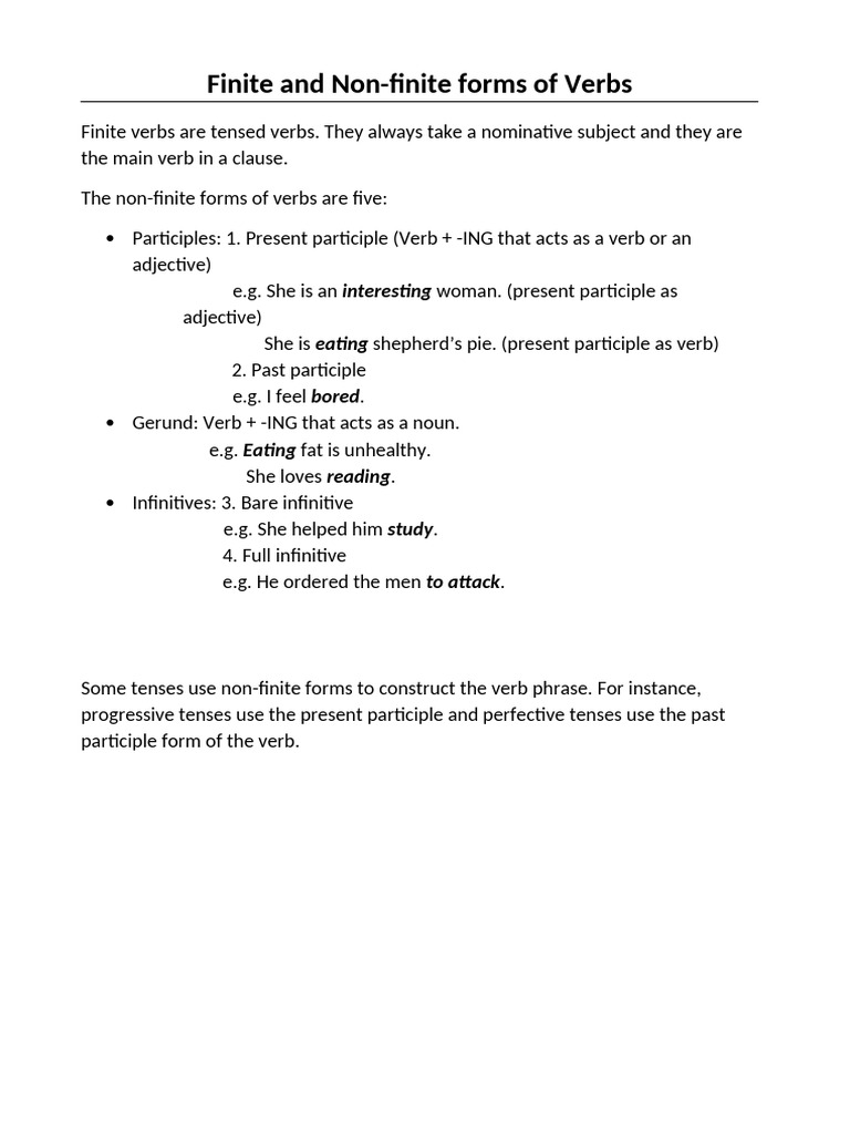 Finite and Non Finite Forms | PDF