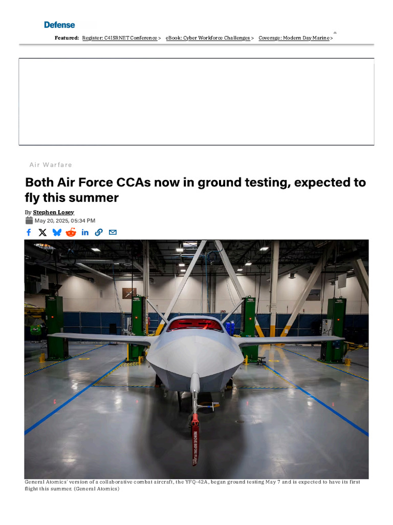 Both Air Force CCAs now in ground testing, expected to fly this summer ...