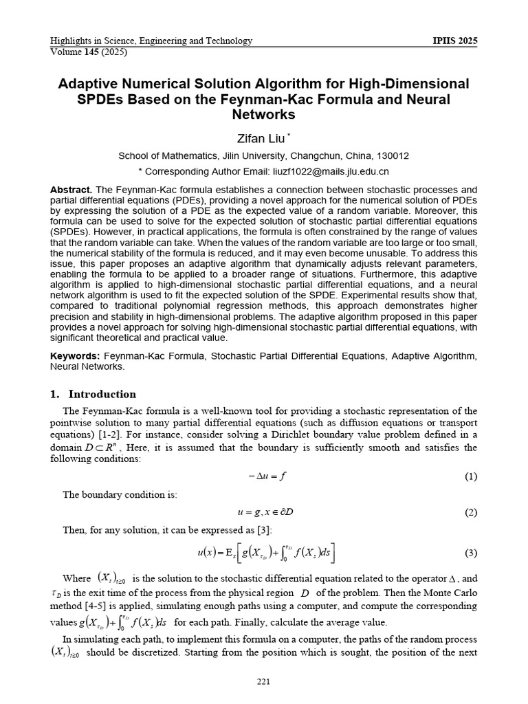 Adaptive Algorithm for High-Dimensional SPDEs | PDF | Numerical ...