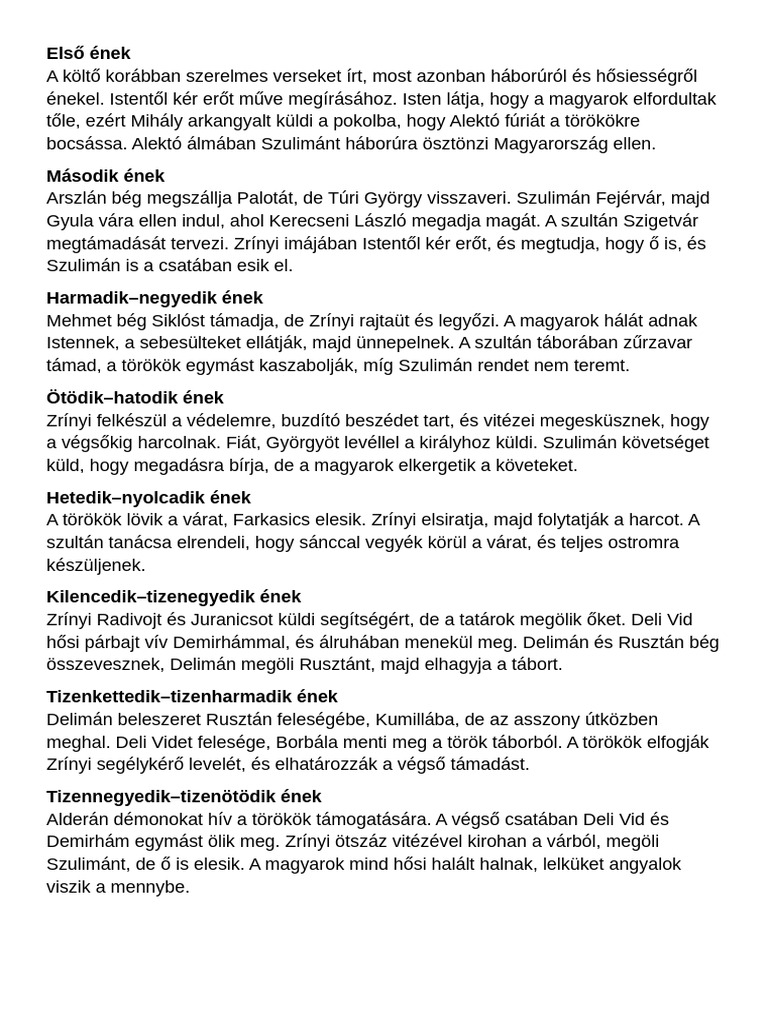 Szigeti Veszedelem Tartalom | PDF