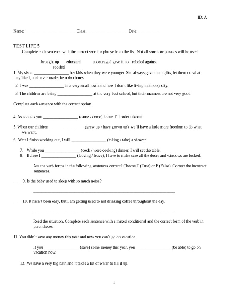 English Test: Sentence Completion Exercises | PDF