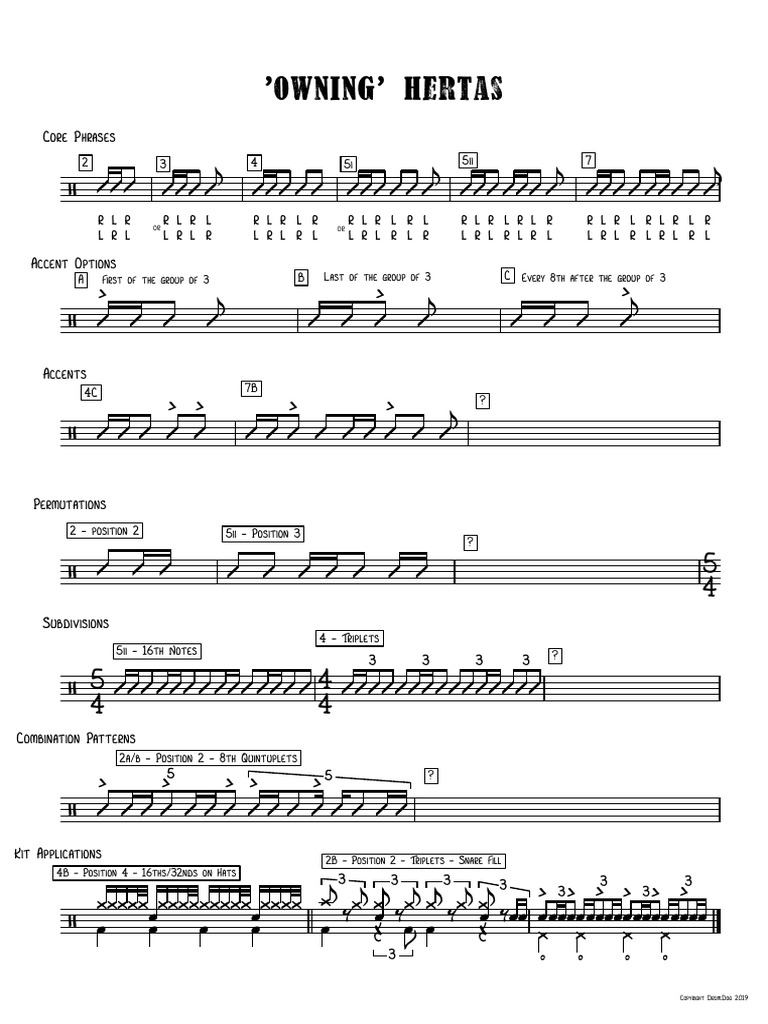 Drum Pattern Combinations Guide | PDF | Rhythm And Meter | Drumming