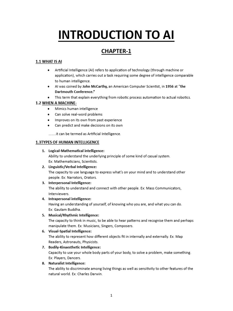Introduction to Artificial Intelligence | PDF | Artificial Intelligence ...