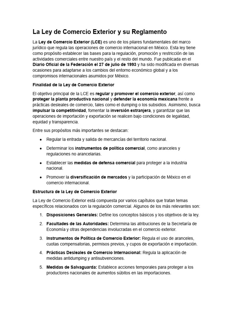 act.6 La Ley de Comercio Exterior y su Reglamento | PDF | El comercio ...