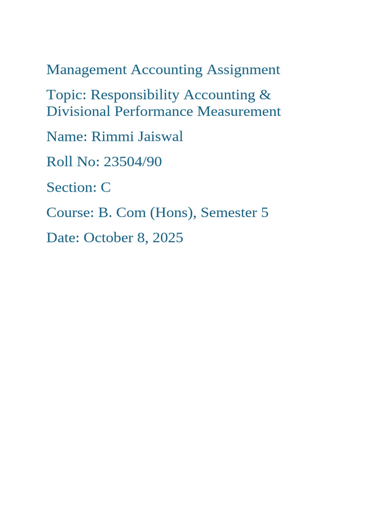 Responsibility Accounting & Performance Measurement | PDF | Return On ...