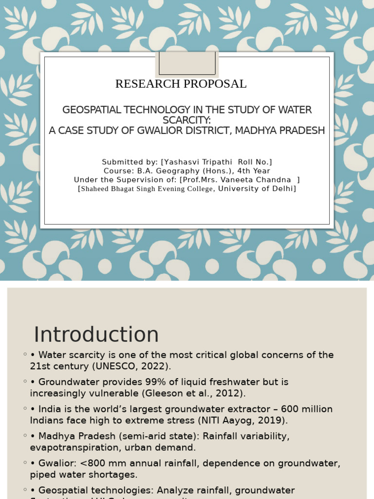 Geospatial Analysis of Water Scarcity in Gwalior | PDF | Physical ...
