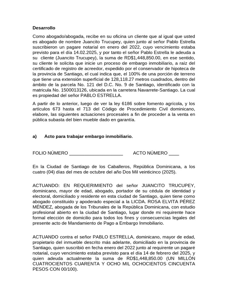 Embargo Inmobiliario en Santiago RD | PDF | Subasta | Sentencia (ley)
