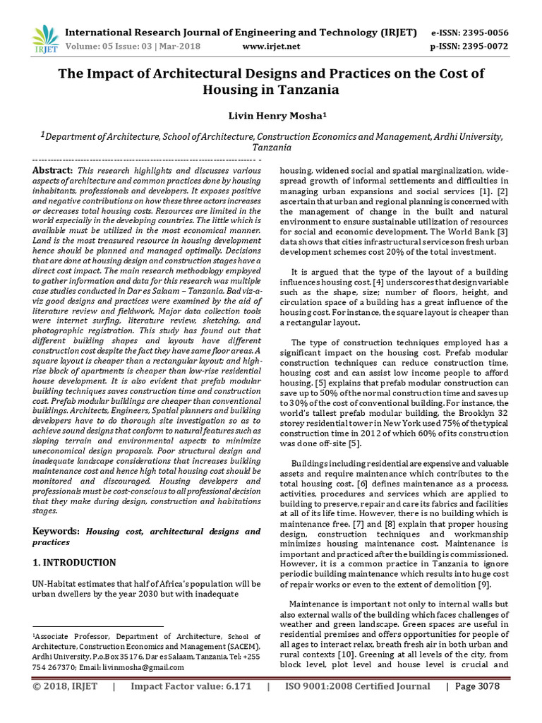 The Impact of Architectural Designs and Practices On The Cost of ...
