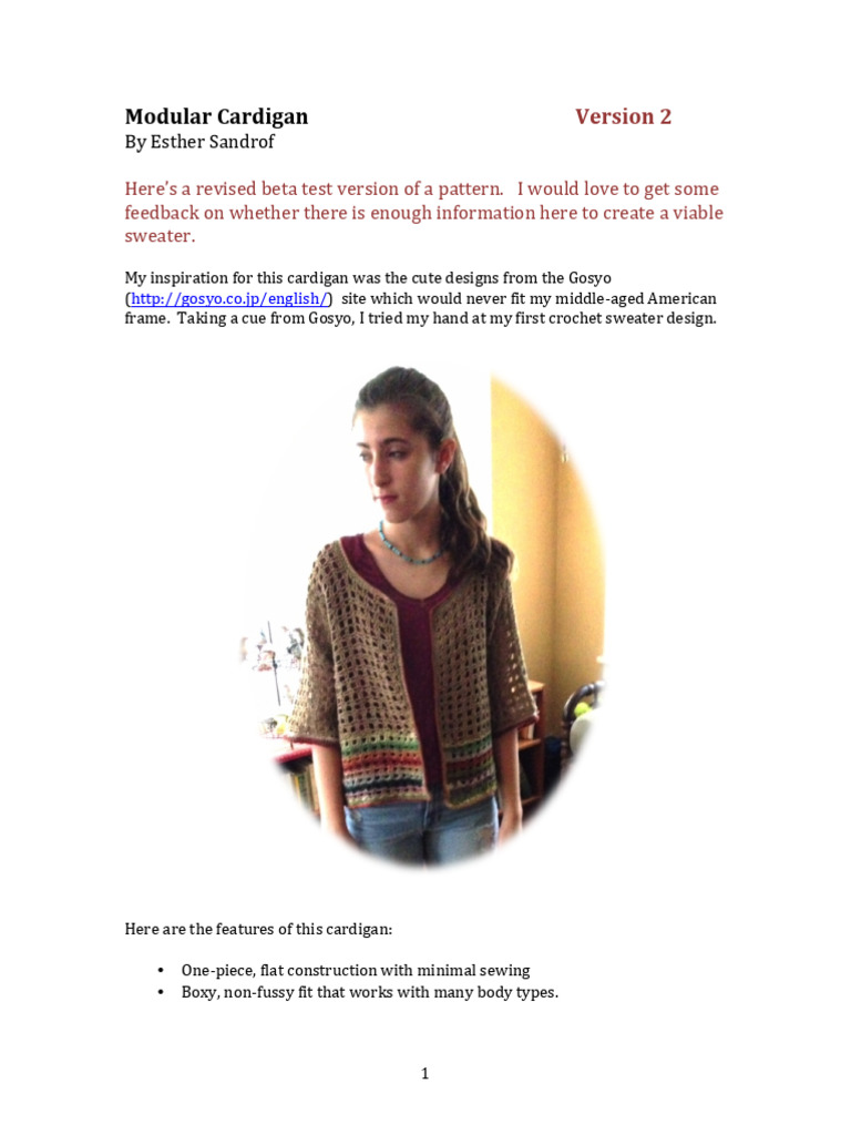 Modular Crochet Cardigan Pattern | PDF | Crochet
