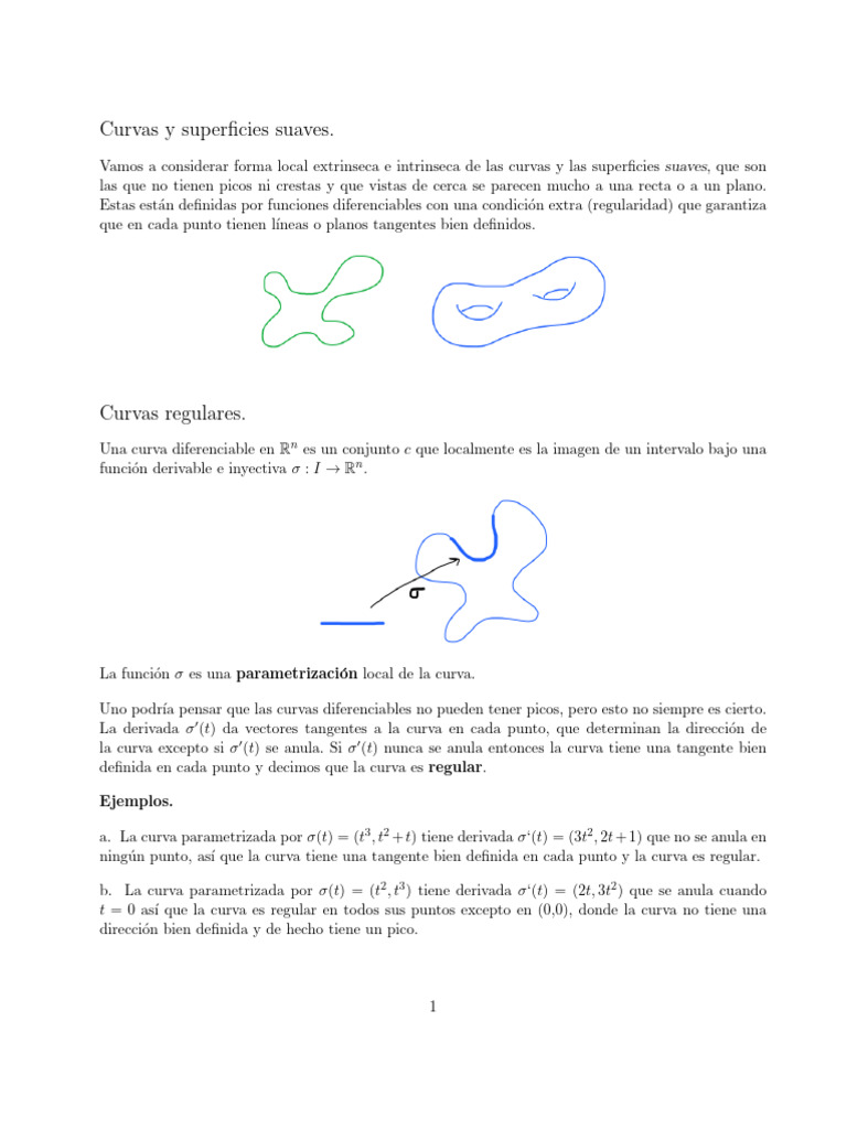 Curvas y Superficies Suaves en Matemáticas | PDF | Curva | Vector ...