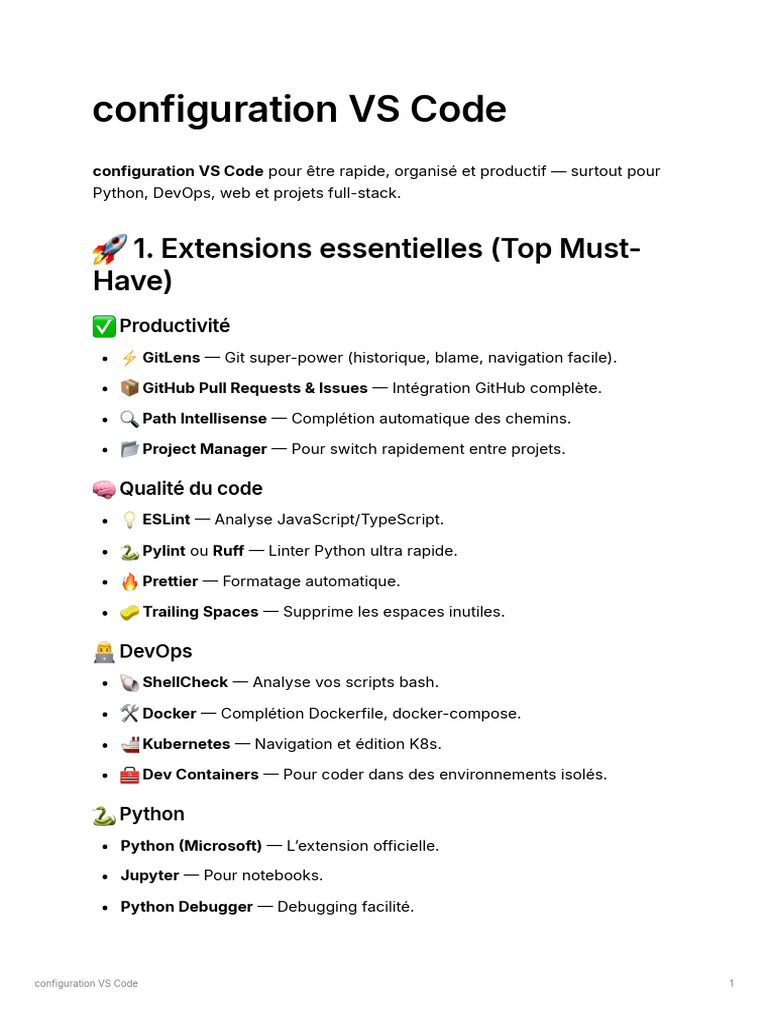 Configuration optimale de VS Code | PDF | Génie logiciel | Internet