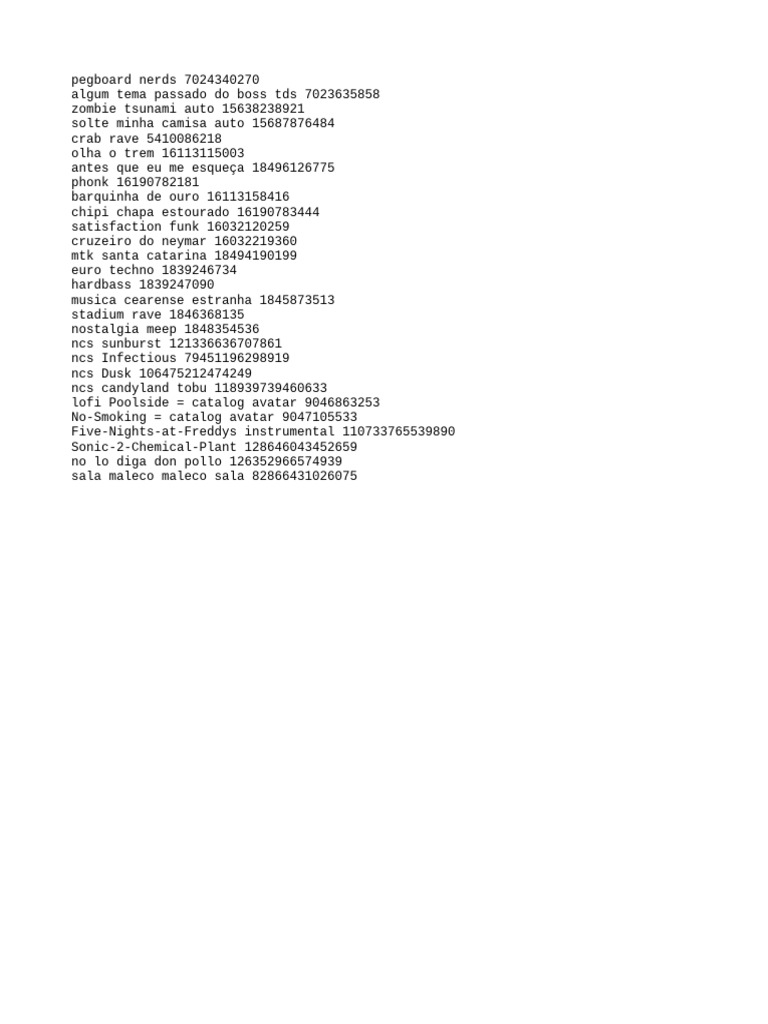 Music Track Catalog and IDs List | PDF