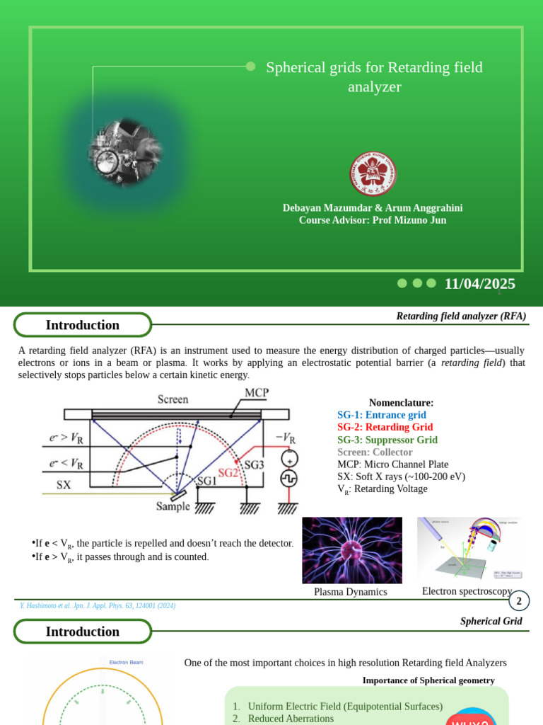 Spherical Grids in Retarding Field Analyzers | PDF | Electron | Plasma ...