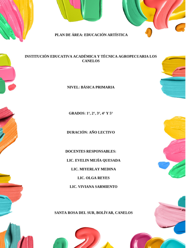 Plan de Área | PDF | Educación en artes visuales | Inclusión (Educación)