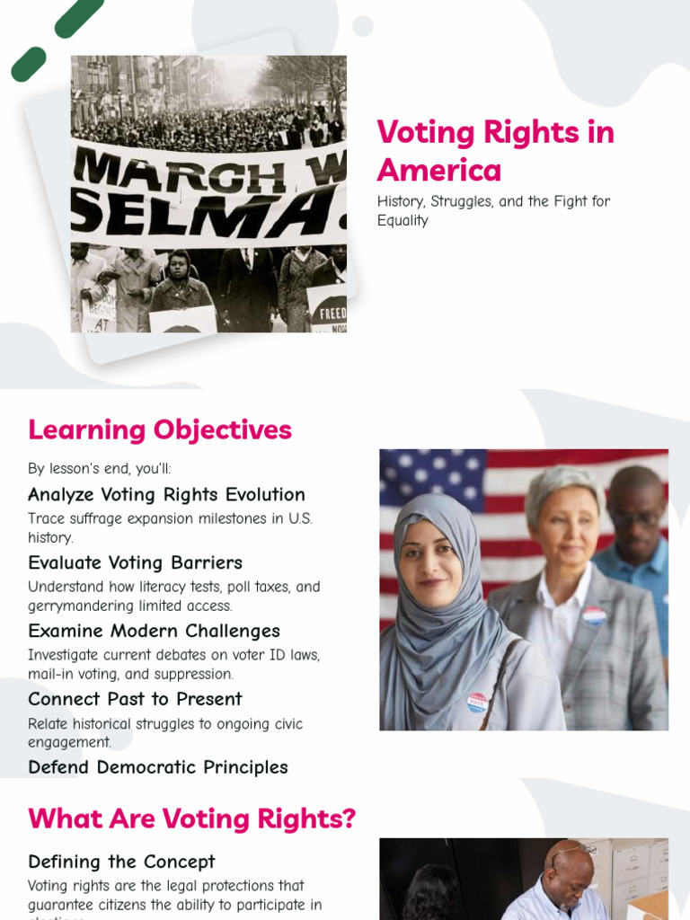 Voting Rights in America | PDF | Voting Rights Act Of 1965 | Fifteenth ...