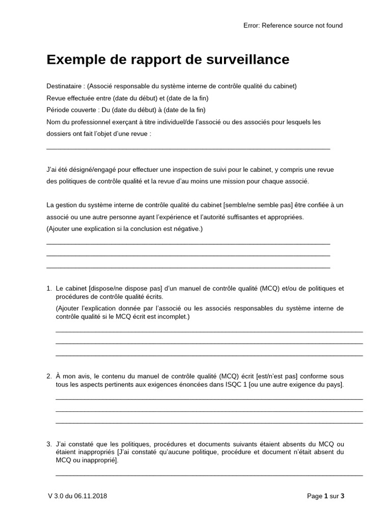 Rapport d'inspection de contrôle qualité | PDF