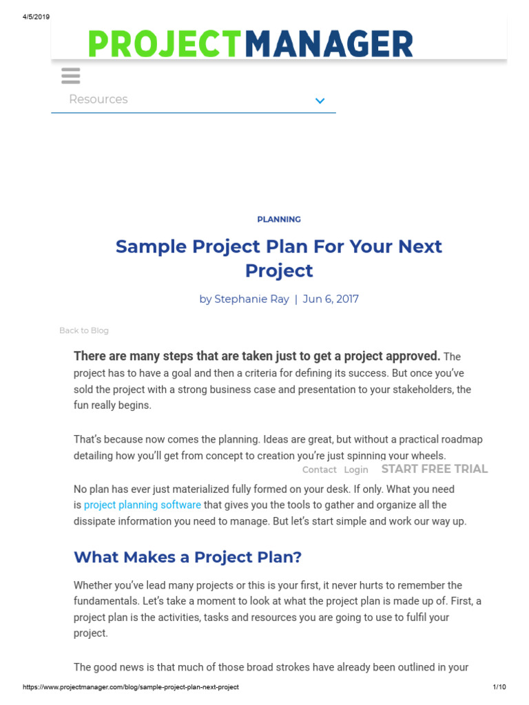 Sample Project Plan For Your Next Project | PDF | Project Management ...