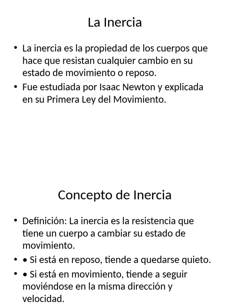 Concepto y Ley de la Inercia | PDF | Inercia | Fuerza