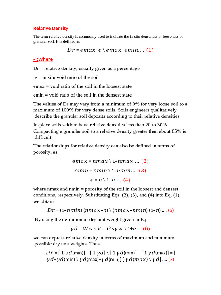 Understanding Relative Density in Soils | PDF
