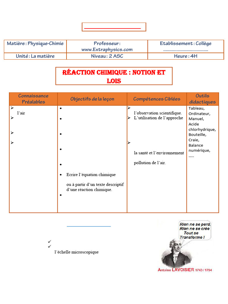 Réactions chimiques et conservation des atomes | PDF | Chimie | Atomes