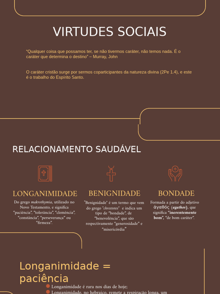 Virtudes Sociais: Longanimidade e Benignidade | PDF | Deus | Teologia