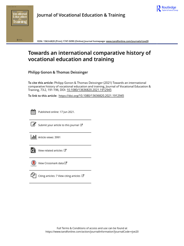 Comparative History of Vocational Education | PDF | Vocational ...