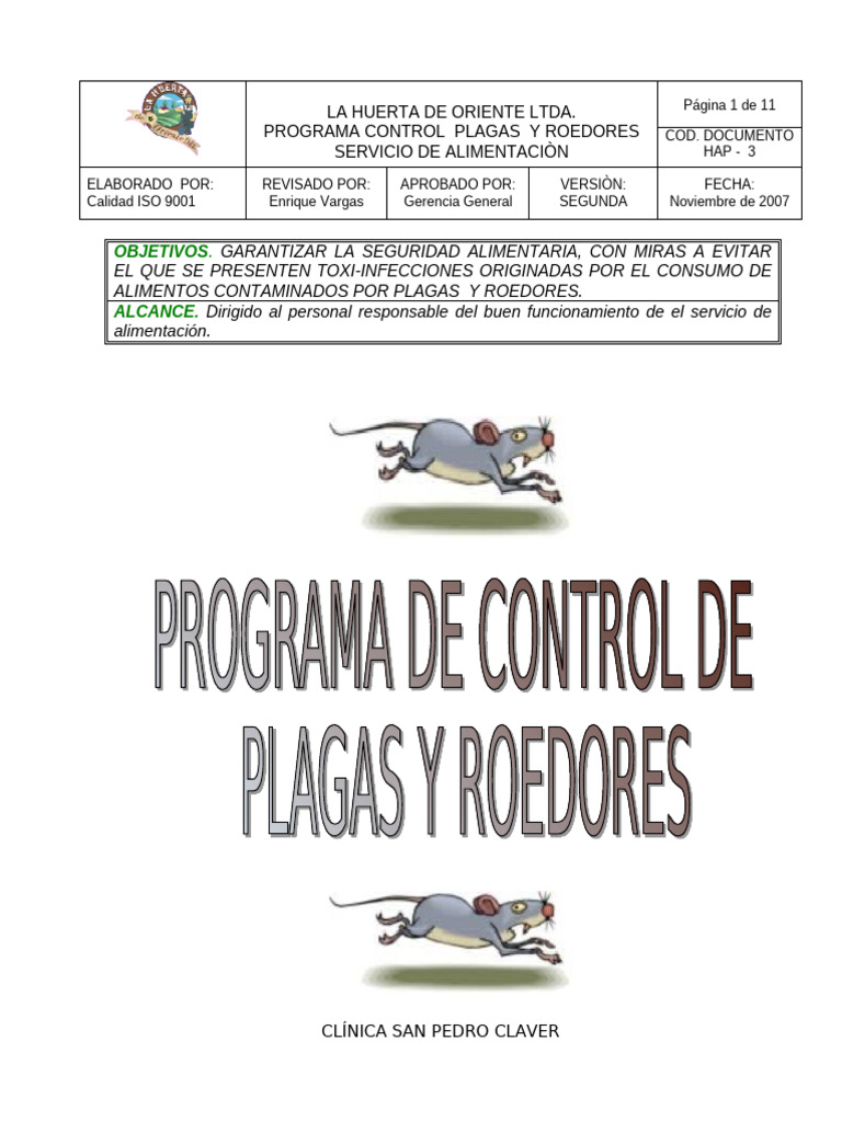 Hap - 3programa de Control de Plagas y Roedores | PDF | Plaga ...